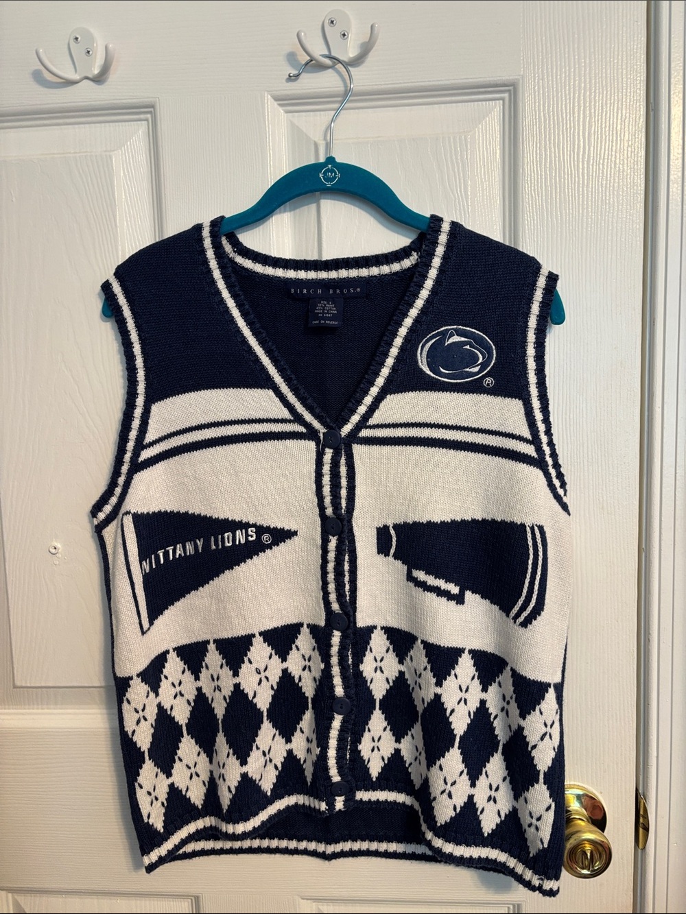 Penn State Navy and White Knit Sweater Vest - Collegiate Style